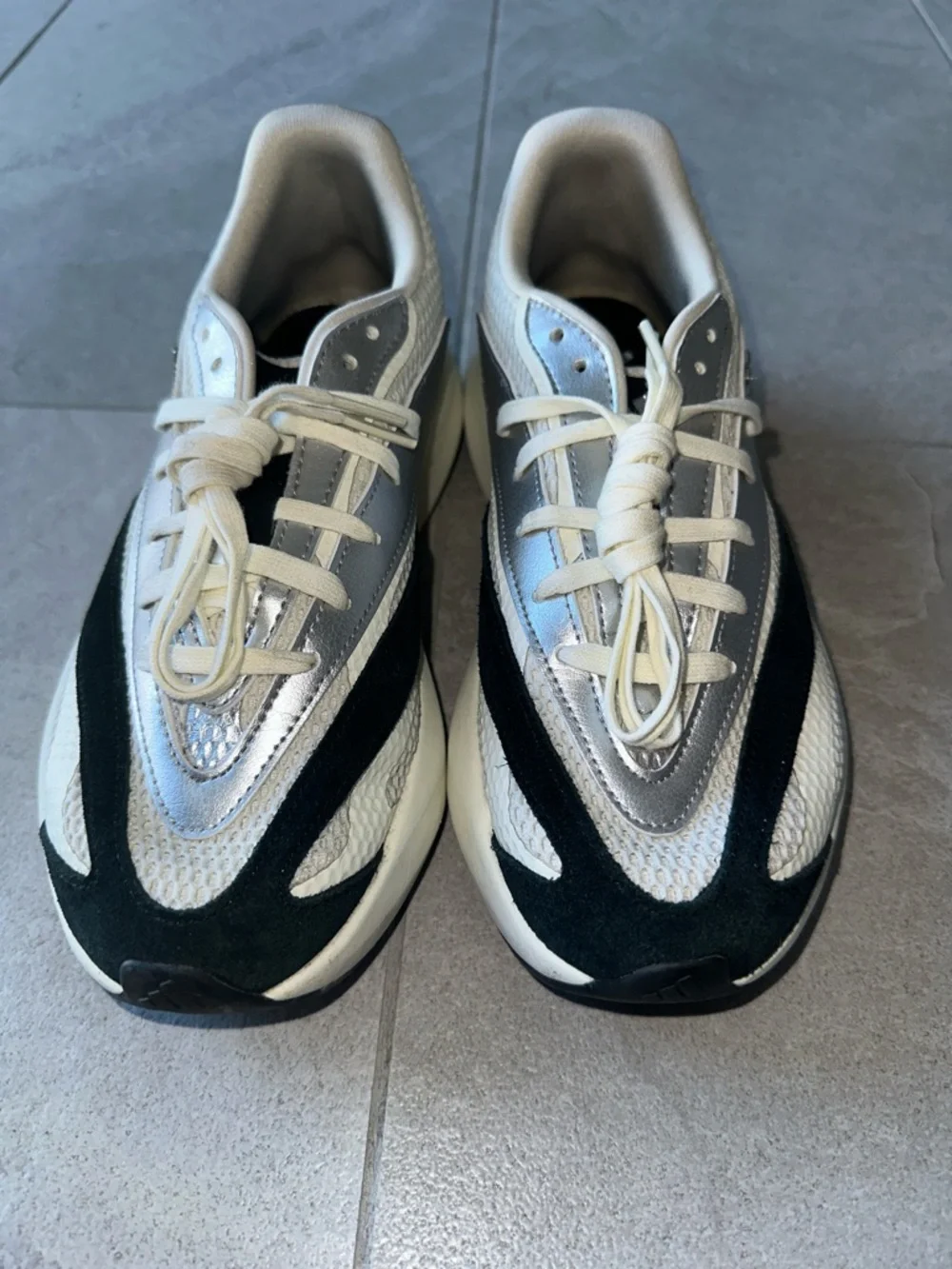 adidas Lightstride Neutral Running Sneakers - Cream, Silver & Black